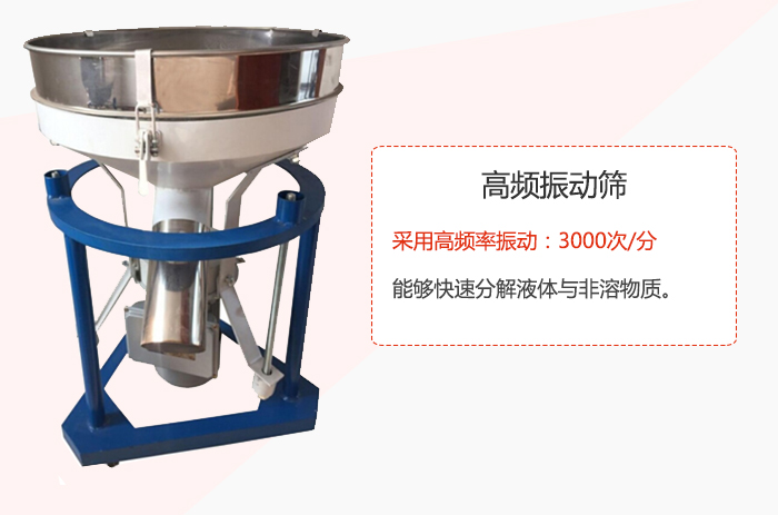 高頻振動篩采用高頻率振動：3000次/分 ，能夠快速分解液體與非溶物質。