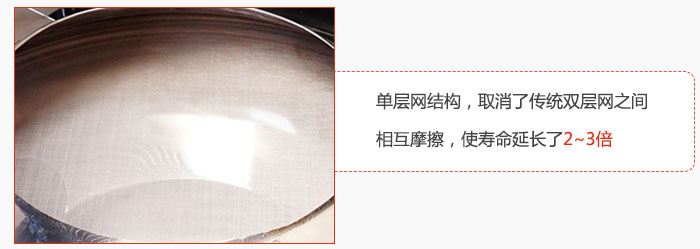 單層網結構，取消了傳統(tǒng)雙層網之間相互摩擦，使壽命延長了2~3倍