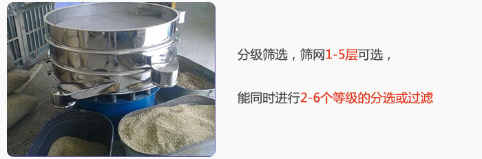 分級篩選，可篩1至5層篩網(wǎng)，能同時進(jìn)行2至6個等級的分選或過濾